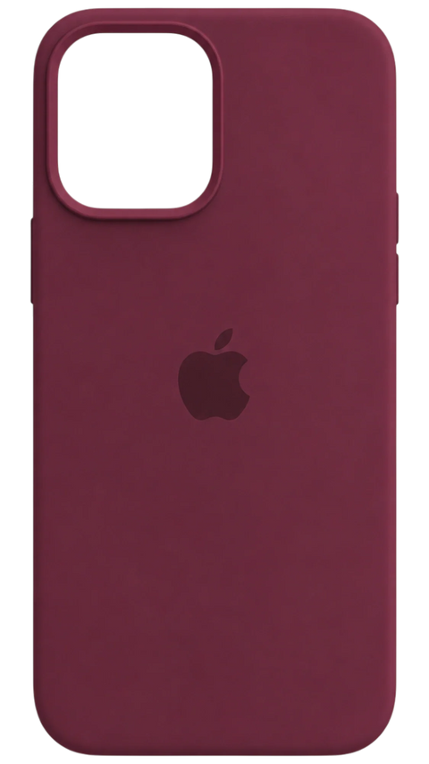 Burgundy silicone iPhone 13 Pro case, back view