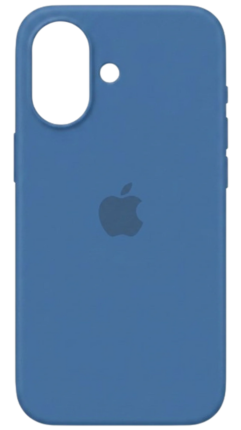 Navy Blue silicone iPhone 16 case, back view