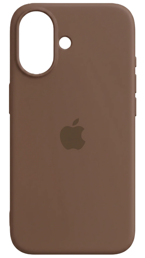 Brown silicone iPhone 17 case, back view