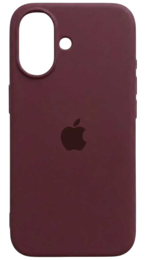 Burgundy silicone iPhone 17 case, back view