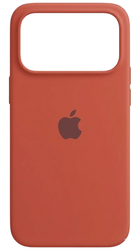 Orange silicone iPhone 17 Pro case, back view